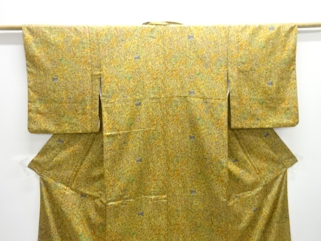  壷に花更紗模様小紋着物